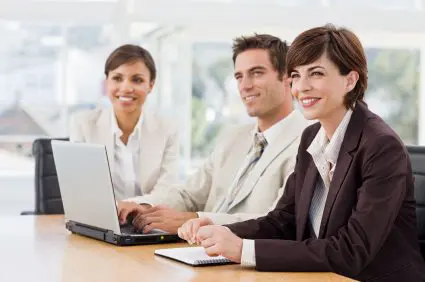 Three business colleagues sitting together