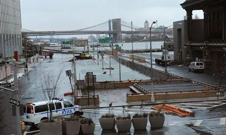 Flooded Battery Park underpass in New York