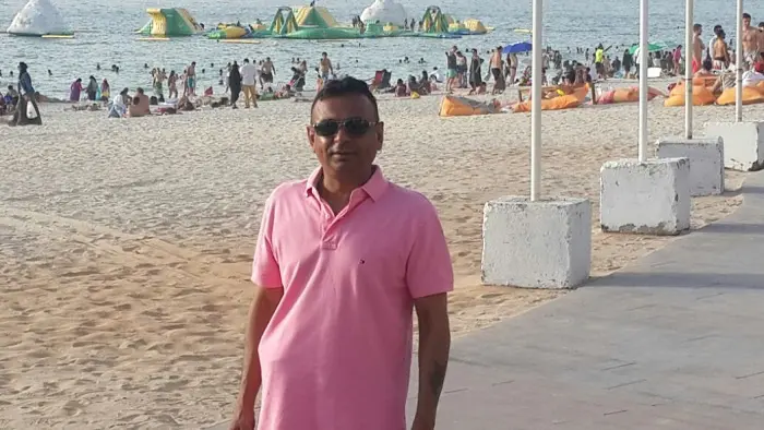 Dhanji Varsani at a beach