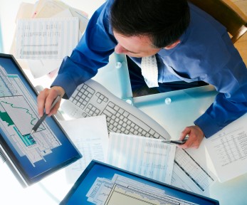 Businessman and Computer