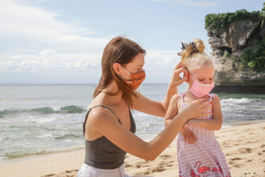 Beach with facemask