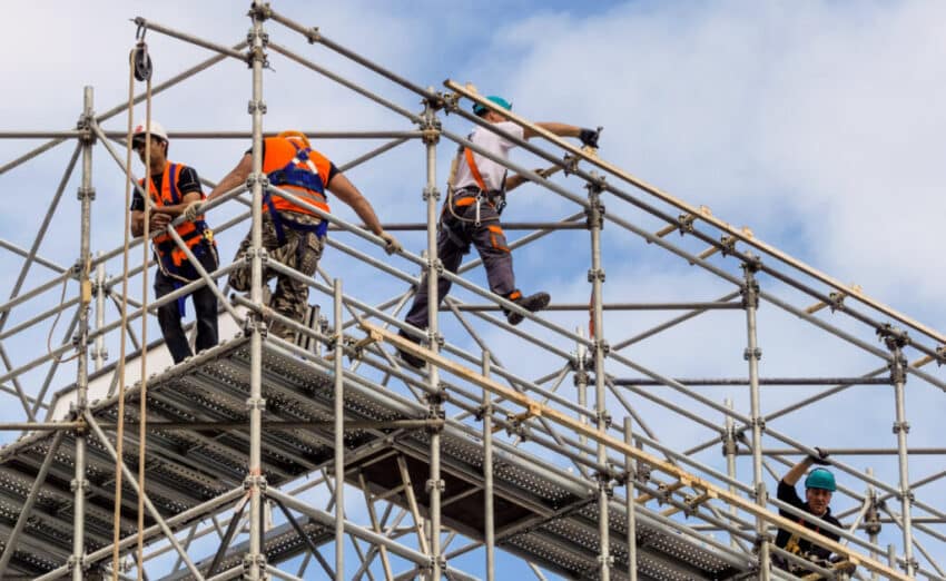construction worker on a scaffold