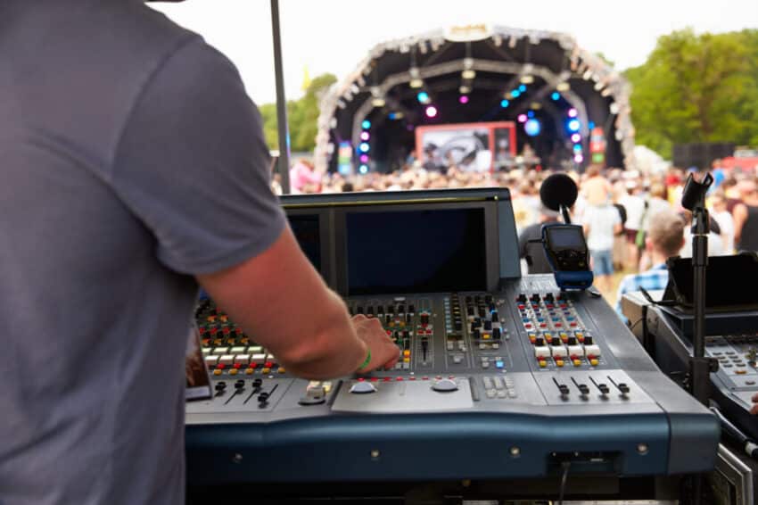 Sound and lighting engineer at an outdoor