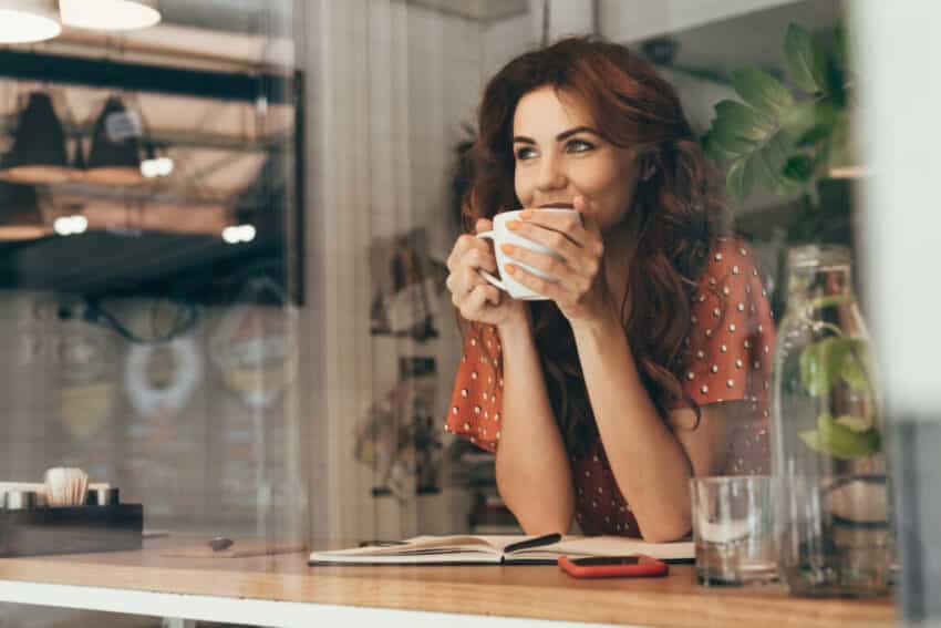 Woman drinking coffee
