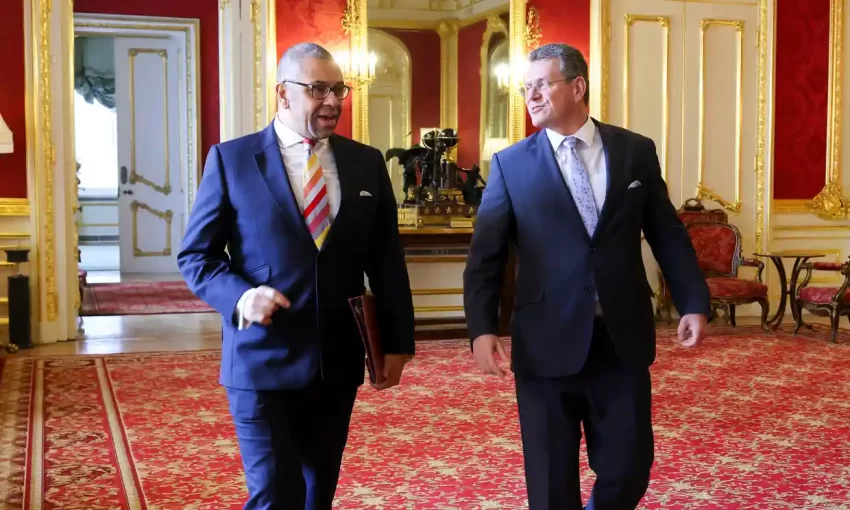 The UK foreign secretary, James Cleverly, and the European Commission’s vice-president, Maroš Šefčovič, have committed to further talks to resolve the dispute over Brexit trading arrangements in Northern Ireland.