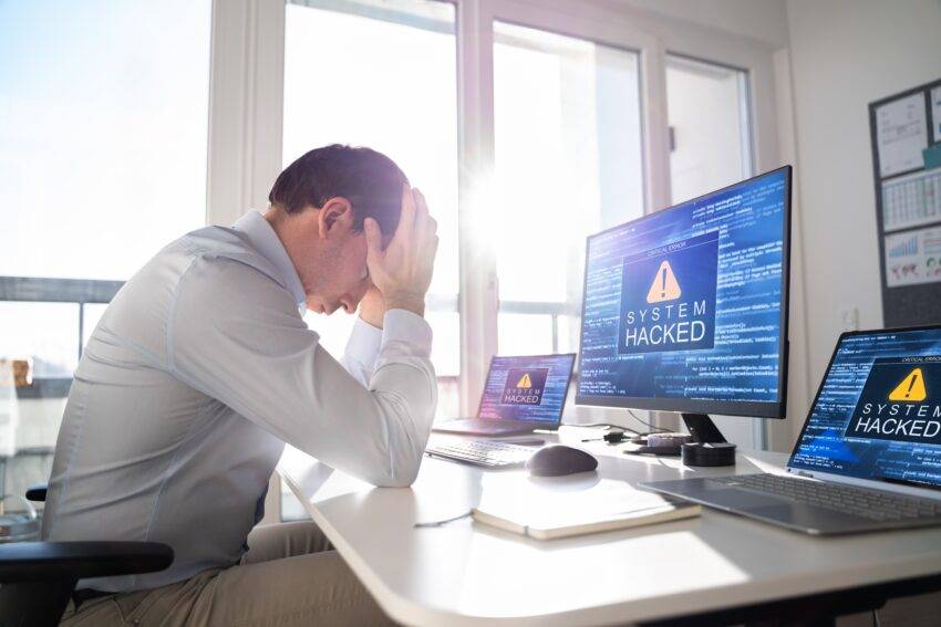 Ransomware,Malware,Attack.,Business,Computer,Hacked.,Security,Breach