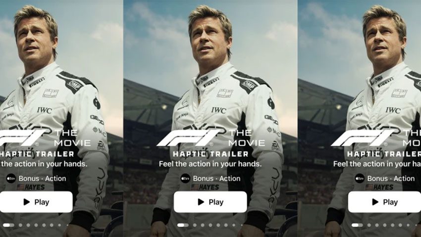 As it builds hype for F1: The Movie, starring Brad Pitt and directed by Top Gun: Maverick’s Joseph Kosinski, Apple has launched the world’s first haptic movie trailer—a short film preview that you can actually feel.
